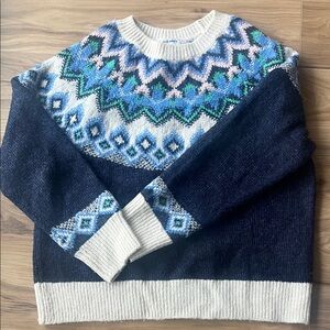 Old Navy Navy and Cream Patterned Sweater